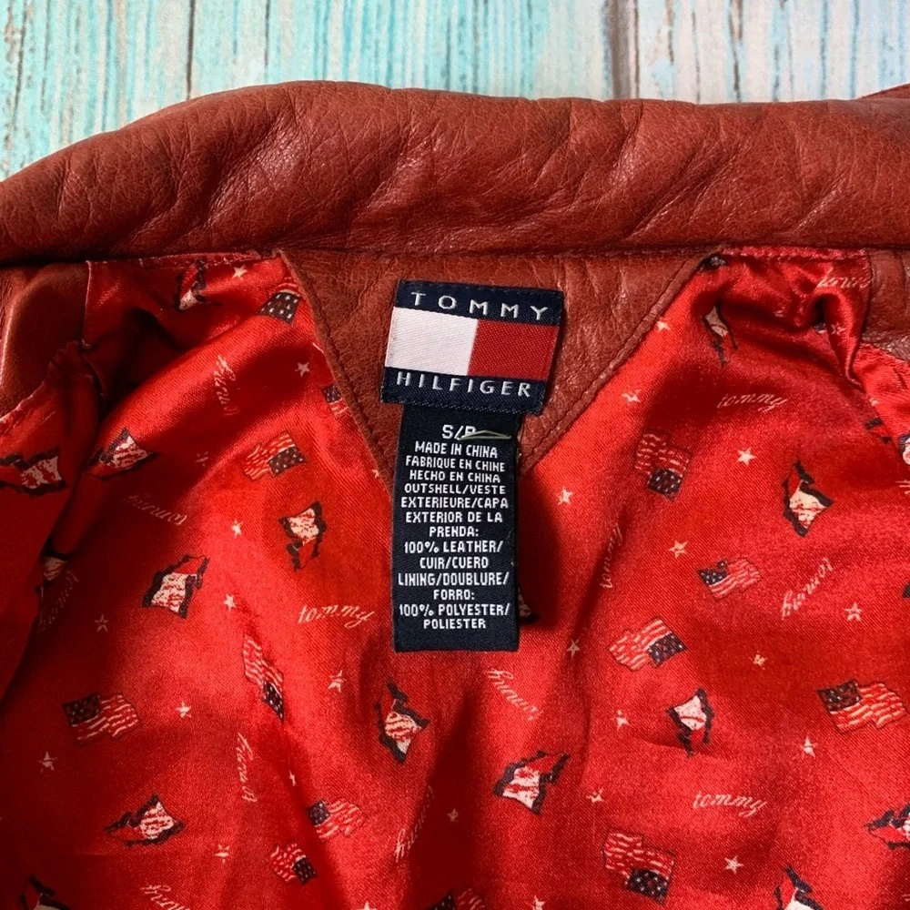 Tommy Hilfiger Girls' Red Jean-Style Leather Jacket
